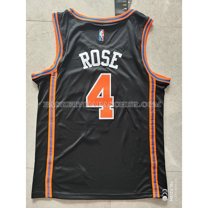 Maillot New York Knicks Derrick Rose NO 4 Ville 2021-22 Noir